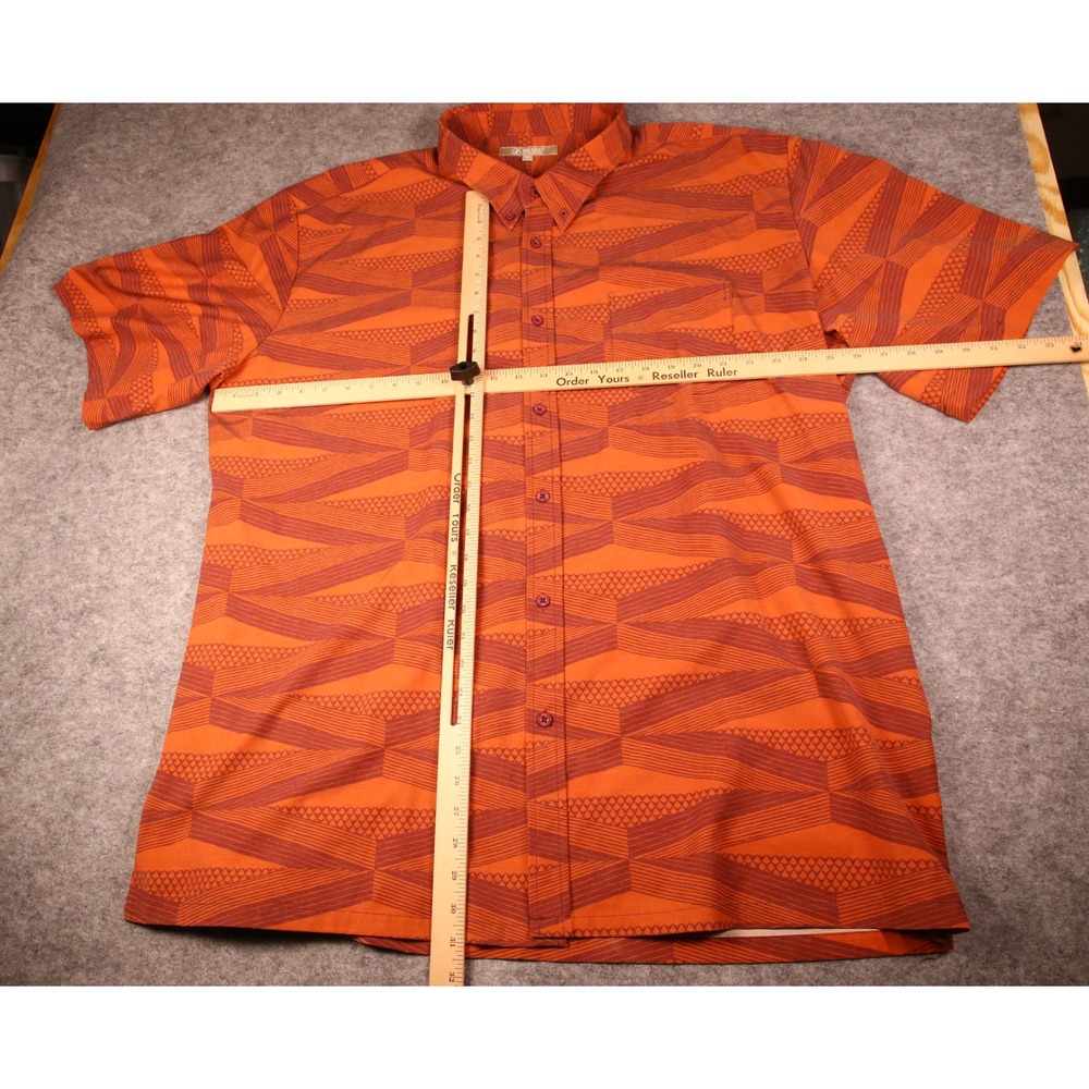 He'olu Lifestyle Collections Mens 3XL Orange Geometric Tribal Button Down Shirt - Picture 4 of 7